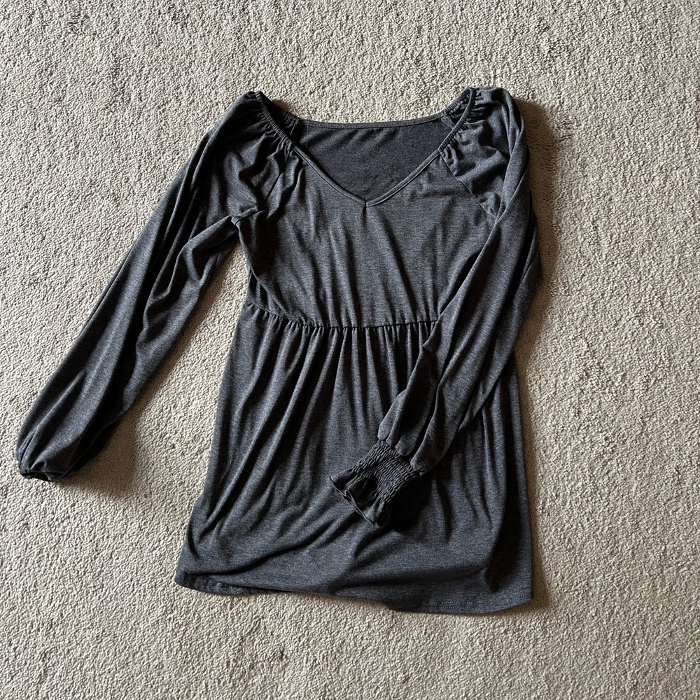 Grey long sleeve babydoll top